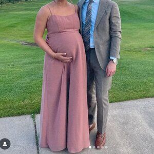 Revelry Maternity Nova Chiffon Bridesmaid Dress in Desert Rose, Size 14